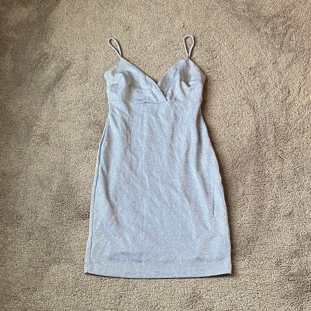 Windsor Iridescent Blue Glitter Bodycon Mini Cocktail Party Dress SIZE S